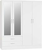 Seconique Nevada 4 Door 2 Drawer Wardrobe in White Gloss