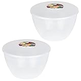 3 Pint Pudding Basin and Lid Pack of 2 Plastic Pudding Basins 1.7lt (3pt) Large Size Food Safe Steaming Bowls Clear