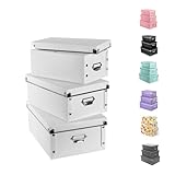 XUCHUN Decorative Storage Box with Lids,Set of 3 Waterproof Foldable Plastic Box Multiple Sizes for Socks/Office（White）