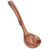 Wooden Soup Ladle, Small Long Handle Spoon Old Lacquer Spoon Teak Wooden Serving Spoon Soup Ladle Porridge Spoon for Home Restaurant Hotel(20cm/3.94in)