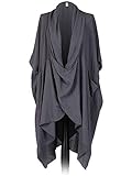 Storm Island Details About Italian Wrap Over Dress Ladies Women Lagenlook Deep Cowl Neck Draped Top Plus (Charcoal, One Size (UK Fit 16-24))