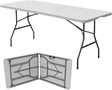 6ft 1.8m Folding Heavy Duty Catering Trestle Party Garden Table With Carry Handle Portable Space-Saving Outdoor & Indoor Use