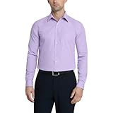 Van Heusen Men's Dress Shirt Regular Fit Poplin Solid, Lavender, 18.5" Neck 34"-35" Sleeve