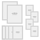 Hanging Picture Frames - Set of 10 | 3 Sizes: 6x4 7x5 10x8 inch | Wall Mountable or Free Standing Collage Photo Frame | Vertical or Horizontal | M&W (White)