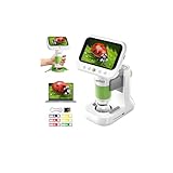 Digital Microscope for Kids 1000X, 4.3" HD Screen Portable Handheld Microscope With 8 LED Lights & SD Card for Photo/Vedio, Stem Educational Science Kit Toys for 3-12 Age Years Old Boys Girls
