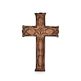 Indus Lifespace Wooden Wall Hanging Cross Handmade Antique Design - Rustic Look Decorative Religious Altar Spiritual Art Sculpture Home Living Room Decor (25.4cm x 15.24cm x 1.90cm)