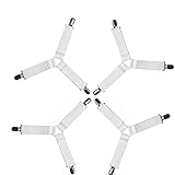 Alytimes 3 Clips Bed Corner Holder Bed Sheet Fasteners Mattress Cover Clips Heavy Duty Bedding Sheets Elastic Straps Adjustable 4PCS (White, 3 Clips)