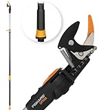 Fiskars PowerGear X Telescopic Tree Pruner UPX86, Non-stick Coated, Steel Blade/Aluminium Handle, Length 2.4 - 4 m, Black/Orange, 1023624