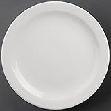 Olympia Athena Narrow Rimmed Plates 284mm/11 1/4 Pack of 6 - White Fully Vitrified Porcelain Dinner Set Restaurant Tableware Dishwasher Safe CF365