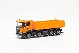 Herpa truck model Scania XT17 Meiler 4-axle three-way tipper, on a scale of 1 : 87, plastic miniature, made in Germany, model building, collectors edition