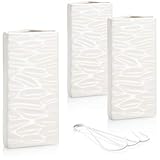 COM-FOUR® 3x air humidifier heating - radiator air humidifier with wave pattern - heating water evaporator made of ceramic in a modern design (white - waves)