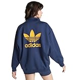 ADIDAS ORIGINALS WOMEN'S ADICOLOR OVERSIZED HALF-ZIP SWEATSHIRT, BLUE, 2XS-XS (2XS/XS), Blue, XS