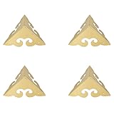 4Pcs Brass Corner Protectors Right Angle Brackets Brass Antique Edge Cover for Box Cabinet Table Chair, 20 x 20 x 20mm, Gold
