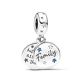 Pandora Moments Family sterling silver double dangle with stellar blue crystal and clear cubic zirconia