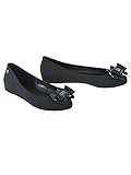 kraftd Womens Jelly Ballet Shoes Bow Details Slip-On Flats Peep Toe Ballerina Pumps | Ladies Footwear | Office Pump | Shoe (Black Matt, 4)