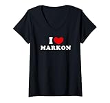 Womens I Love Markon, I Heart Markon V-Neck T-Shirt