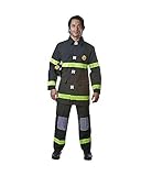 Dress Up America Adult Fire Fighter Costume, Black, Large (Waist 44-48 Inch, Height 5.6 ft Inches-6.4 ft Inches Feet)