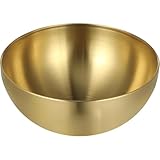 GSDGV Stainless Steel Salad Bowls, Mixing Bowls, Large Metal Mixing Bowls, Kitchen Salad Bowls, Multi-Use Kitchen Cooking Bowl Set for Cooking, Baking, Prepping, Dishwasher Safe(Gold)