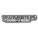 Sticker Gold Transporters Campers in Disguise Self Adhesive Sticker - 22cm x 5cm - Campervan Camper Vanlife T25 T4 T5 T6 (Black/White)