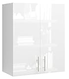 JD Greta 600mm Kitchen Wall Cabinet with Doors – Wall Unit – White Gloss – Modern Storage Cupboard