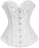 Vrapo White Corset Top for Women | Overbust Lace Up Waist Cincher Shapewear Lingerie - Size M