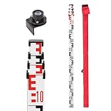 GEOLENI Aluminum Leveling Rod, Telescopic Levelling Staff 4m, Measuring Rods with Spirit Bubble for Cross Line Lasers and Rotating Lasers