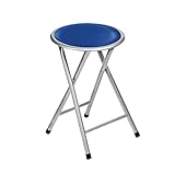 HOMION Round Compact Folding Stool for Home Office Small Junior 45cm Breakfast Children Kids stool School Library office Use Lightweight Foldable Stool Free Standing (Blue)