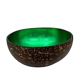 Love Coco - Large Vintage Green Coconut Bowl, Natural Coconut Acai Bowl for Fruits, Nuts, Smoothies, Cereal, Salad & Decorative Purposes, with Food-Safe Lacquer Inside