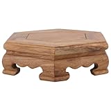 Cabilock Wooden Hexagonal Display Stand, Decorative Flowerpot Pedestal, Bonsai Vase Base, Rustic Plant Artware Holder for Home Office