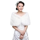 Women Faux Fur Shawl Wrap Bridal Furry Cape Shawl Winter Warm Shoulder Cape Wedding Bridesmaid Soft Plush Dress Wraps Shawl Stoles Tippet Evening Prom Wraps Halloween Fancy Dress Long Jacket Coats