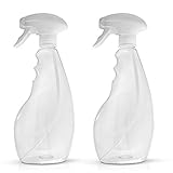 SPRAYZ Large 500ml Spray Bottles For Cleaning Solutions and Gardening, Plant, Water, Durable Trigger Sprayer, Refillable, Spray Bottle for Hair, All Directions, Clear Plastic Bottle 2x 500ml