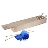 Milward Knitting Pin Box – Knitting Needle Storage with Sliding Lid, Sturdy Paulownia Wood - Needles & Accessory Secure Storage – 41.4 x 10 x 6cm