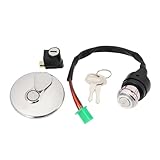 ECSiNG 1 Set of Motorcycle Ignition Switch Key Electric Door Lock Fuel Tank Cover with 4 pin Compatible with Suzuki GN125 GN250 TS125 TS185