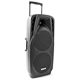 Vonyx SPX-PA9210 Portable PA Speaker System, Bluetooth, 1000W Battery Powered PA System with Dual 10-Inch Speakers, Wireless UHF Microphones, USB/SD MP3 Player & Remote