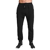 Tansozer Tracksuit Bottoms for Men Gym Sports Trousers Mens Joggers Slim Fit Cotton Jogging Bottoms with Zip Pockets Sweatpants (Black, Small)