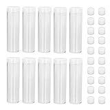 VIFERR Coins Tube Holder 10 Pcs Reusable Clear Storage Tubes Plastic with Cushion Sponge Lid for 25mm Coins Beads Buttons Candy