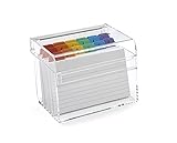 Osco Small Clear Acrylic Index Box, A to Z Divider Tabs, 100 Lined Note Cards, 5" x 3", Ruled Revision Flash Cards, Recipe Notes, Contacts Filing, Desktop Organiser, 127 x 76 mm