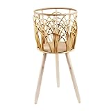 Liuyoyo Rattan Plant Stand, Plant Pot with Stand Floor Standing, Rustic Indoor Wicker Basket Flower Pot Plant Stand, Large Floor Planter for Floor Decor Planter(59CM)