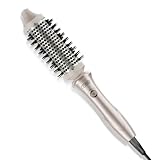 TYMO STYLUX Thermal Brush - Heated Round Curling Brush, Blowout Volumizer with Flexi-Fit Tech for Hair Styling, Curling Styler Tool, Hair Straightener and Curler 2 in 1, Dual Voltage, Gold, 1.5 Inch