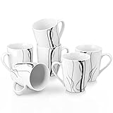 VEWEET Ceramic Mugs Set of 6, 11 OZ Coffee Cups Set with Handle, White Mugs Set, Porcelain Cup Set for Kitchen, Microwave Dishwasher Safe, Tea, Coffee and Hot Chocolate Cups, Series Fiona
