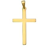 Alexander Castle Plain Solid 9ct Gold Cross Necklace Pendant for Women & Men - Cross Charm with Jewellery Gift Box - PENDANT ONLY - 35mm x 20mm