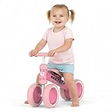 Curvaso Baby Balance Bike 4-Wheel No Pedal Toddler Ride-On Toy | First Bike for 1-2 Year Old Boys & Girls | Walker & Birthday Gift | Pink