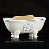 1 Piece 5.7" Aqua Eden Mini Ceramic Clawfoot Double Ended Bathtub Soap Dish Vintage Decortative Soap Dish