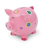 Mousehouse Gifts - Large Patterned Pig Piggy Bank Money Box for Girls, Children & Adults (Pink With Flowers)
