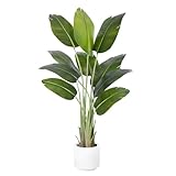 ZEEOZE Artificial Bird of Paradise Plant 150cm Tall Fake Tropical Palm Tree Large Fake Plants with 10 Silk Banana Leaves Faux Plant Indoor Decor Trees with White Pot for Home Bedroom Living Room Decor