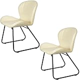 Casa Moro Waiting Room Chairs Beige Dining Room Chair Set of 2 Upholstered Chairs Leather Chair Conference Chair Visitor Chair Real Leather Modern