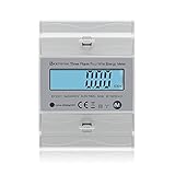 KETOTEK 3 Phases Electricity Meter AC Amp Volt Power Energy Monitor Top Hat Din Rail Bidirectional Wattmeter Power Consumption Input Output kWh 3x230V/400V 10(100) A 50/60Hz DTS331