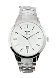 ny london Silver & Silver face Mens Fashion Metal Strap Date Analog Quartz Watch