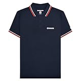 Lambretta Mens Twin Tipped Polo Shirt - Dark Navy (White/Red) - L