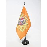 AZ FLAG Grand Ducal Standard of Luxembourg Table Flag 5'' x 8'' - Grand Duchy of Luxembourg Office Decoration 100% Polyester 21 x 14 cm - Mini Desk Flag with Pole and Black Plastic Base
